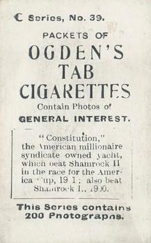 1902 Ogden's General Interest Series C #39 Constitution Back