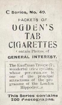 1902 Ogden's General Interest Series C #40 Kaufman Troupe (1) Back