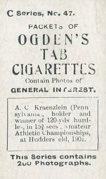 1902 Ogden's General Interest Series C #47 Alvin Kraenzlein Back