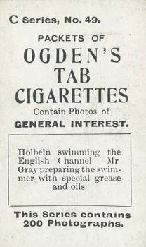 1902 Ogden's General Interest Series C #49 Preparing the Swimmer Holbein Back