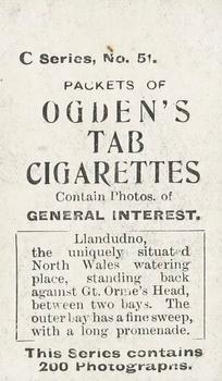 1902 Ogden's General Interest Series C #51 Llandudno Back