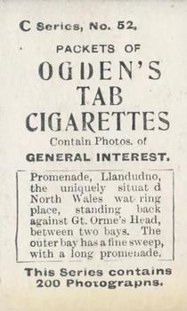 1902 Ogden's General Interest Series C #52 Llandudno Promenade Back