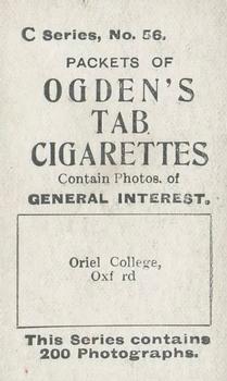 1902 Ogden's General Interest Series C #56 Oriel College Oxnard Back