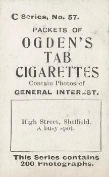 1902 Ogden's General Interest Series C #57 High Street Sheffield Back