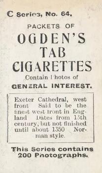 1902 Ogden's General Interest Series C #64 Exeter Cathedral West Front Back