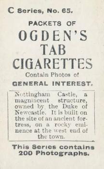 1902 Ogden's General Interest Series C #65 Nottingham Castle Back