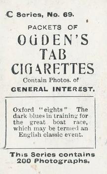 1902 Ogden's General Interest Series C #69 Oxford Eights Back