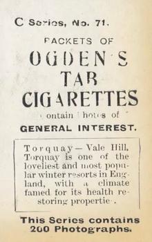 1902 Ogden's General Interest Series C #71 Torquay – Vane Hill Back