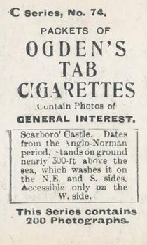 1902 Ogden's General Interest Series C #74 Scarboro Castle Back