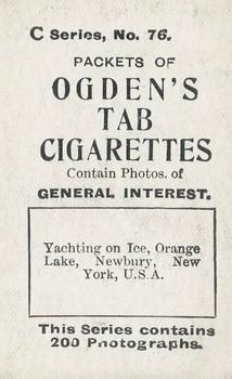 1902 Ogden's General Interest Series C #76 Yachting on Ice Back