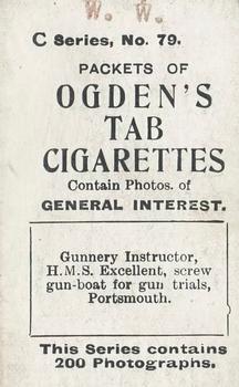 1902 Ogden's General Interest Series C #79 Gunnery Instructor, H.M.S. Excellent Back