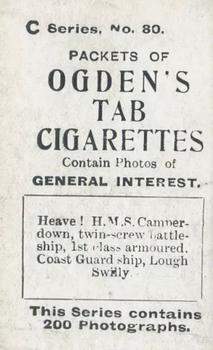 1902 Ogden's General Interest Series C #80 Heave! H.M.S. Camperdown Back