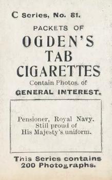 1902 Ogden's General Interest Series C #81 Pensioner, Royal Navy Back