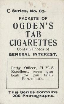 1902 Ogden's General Interest Series C #82 Petty Officer, H.M.S. Excellent Back