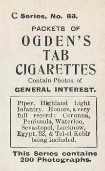 1902 Ogden's General Interest Series C #88 Piper, Highland Light Infantry Back