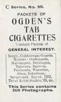 1902 Ogden's General Interest Series C #90 Sergeant Coldstream Guards Back