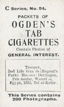 1902 Ogden's General Interest Series C #94 Trooper, 2nd Life Guards Back
