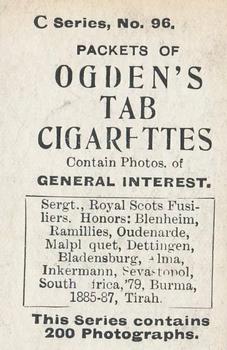 1902 Ogden's General Interest Series C #96 Sergt., Royal Scots Fuiliers Back