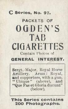 1902 Ogden's General Interest Series C #97 Sergt.-Major Royal Horse Artillery Back