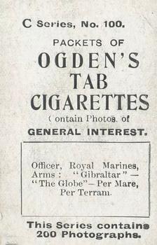 1902 Ogden's General Interest Series C #100 Officer, Royal Marines Back