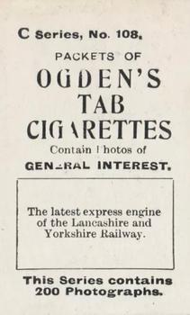 1902 Ogden's General Interest Series C #108 The Latest L. & Y. Express Engine Back