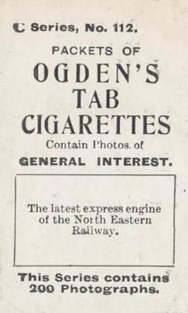 1902 Ogden's General Interest Series C #112 The Latest N. E. R. Express Engine Back