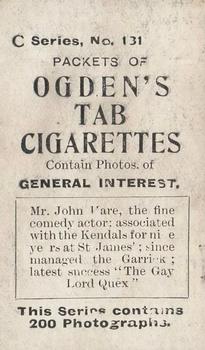 1902 Ogden's General Interest Series C #131 John Hare Back