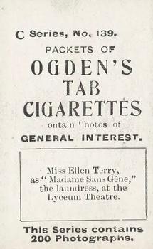1902 Ogden's General Interest Series C #139 Ellen Terry Back