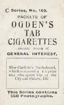 1902 Ogden's General Interest Series C #149 Miss Carlisle’s Dachshund Back
