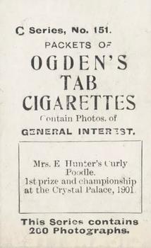 1902 Ogden's General Interest Series C #151 Curly Poodle Back