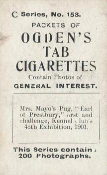 1902 Ogden's General Interest Series C #158 Earl of Prestbury Back