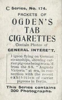1902 Ogden's General Interest Series C #174 Pigeon-flying on German Steam Ships Back