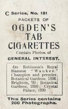 1902 Ogden's General Interest Series C #181 Royal Siamese Waukee Back