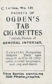1902 Ogden's General Interest Series C #191 Howart’s Midgets w/Buggy Back