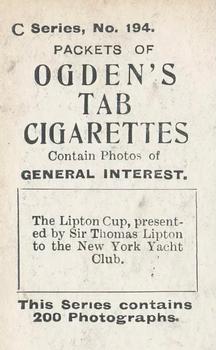 1902 Ogden's General Interest Series C #194 The Lipton Cup Back