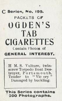 1902 Ogden's General Interest Series C #199 H.M.S. Vulture Back
