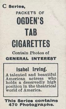 1902 Ogden's General Interest Series C #304 Isabel Irving Back