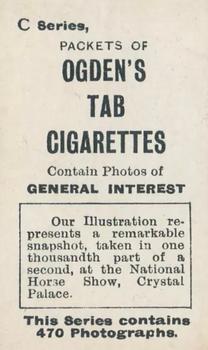 1902 Ogden's General Interest Series C #319 Snapshot – National Horse Show Back