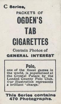 1902 Ogden's General Interest Series C #323 Polo at the Crystal Palace Back