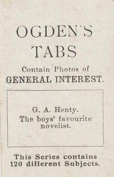 1902 Ogden's General Interest Series C #C92 G. A. Henty Back