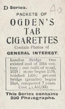 1902 Ogden's General Interest Series D #40 London Bridge Back