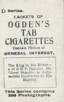 1902 Ogden's General Interest Series D #69 The King in his Motor Back