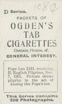 1902 Ogden's General Interest Series D #108 The Pope Receiving English Pilgrims Back