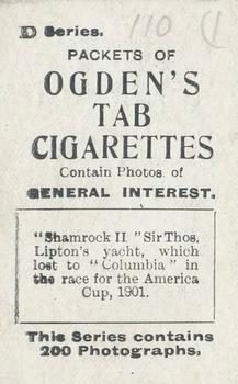 1902 Ogden's General Interest Series D #110 Shamrock II Back