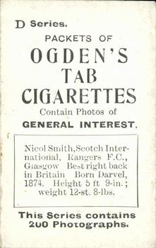 1902 Ogden's General Interest Series D #187 Nick Smith Back