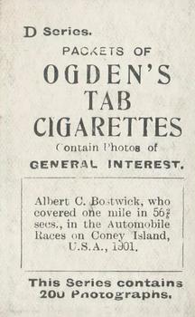 1902 Ogden's General Interest Series D #188 Albert Bostwick Back