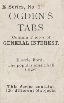 1902 Ogden's General Interest Series E #1 Florrie Forde Back