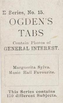 1902 Ogden's General Interest Series E #15 Marguerita Sylva Back