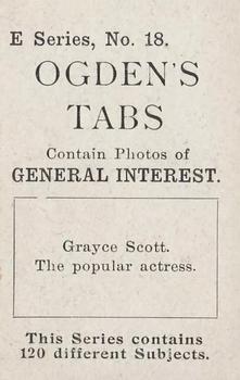 1902 Ogden's General Interest Series E #18 Grayce Scott Back