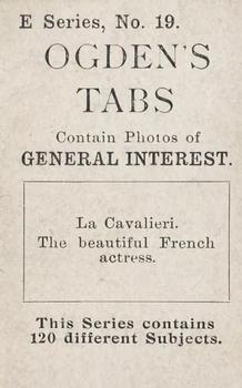 1902 Ogden's General Interest Series E #19 Lina Cavalieri Back